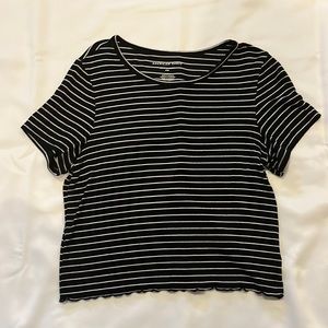 American Eagle, black and white tripled crop top, size Medium.